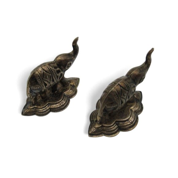 Metal ELEPHANT Figurines Small with Base Set Silver Color 2 Inches - Picture 4 of 10